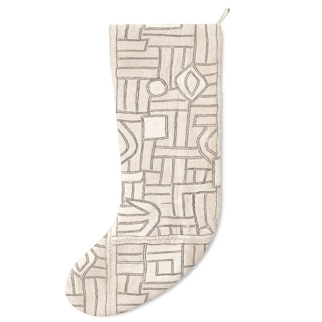 Ecru Maze Kuba Cloth Stocking Holiday Accent ADT 