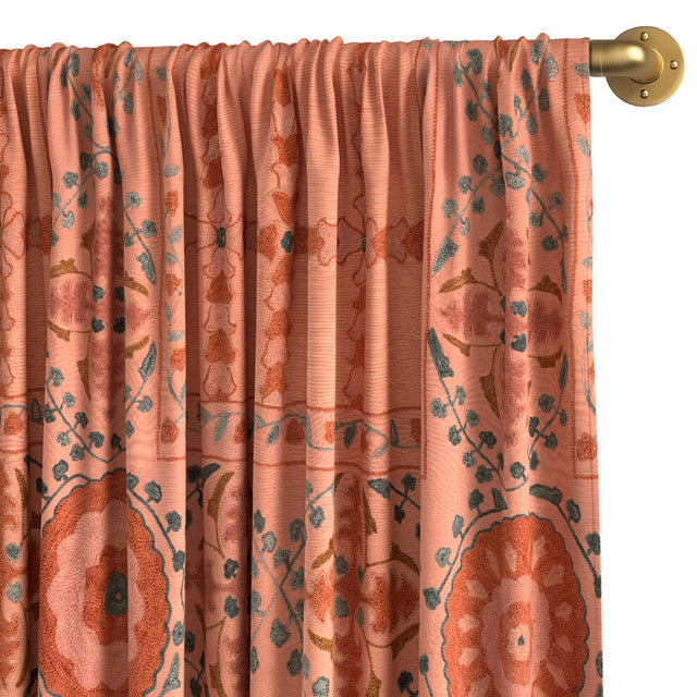 Coral Trellis Suzani Rod Pocket Curtain Curtains ADT 