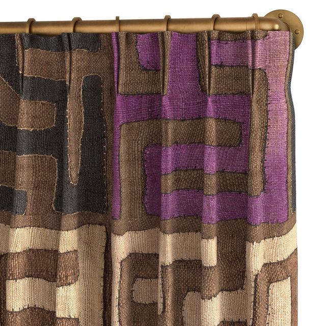 Plum Patchwork Kuba Cloth French Pleat Curtain Curtains ADT 