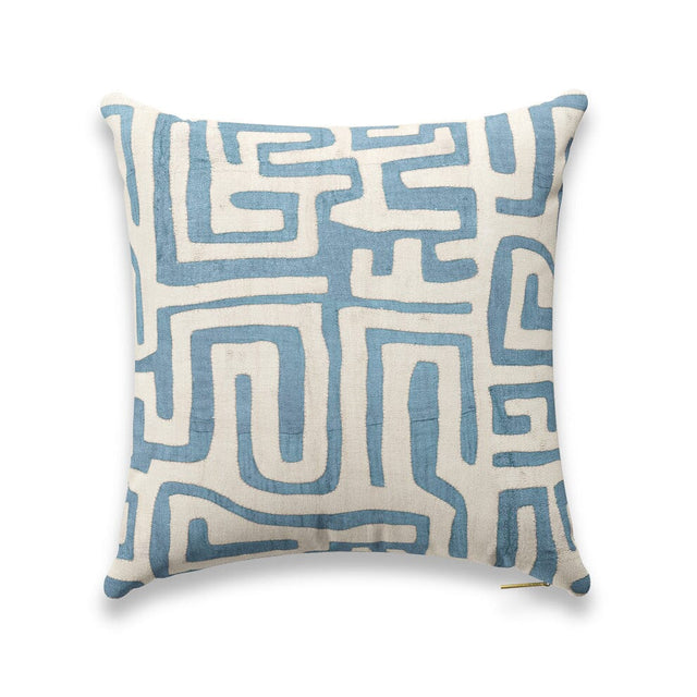 Indigo Classic Kuba Cloth Pillow Pillow ADT 22" x 22" 