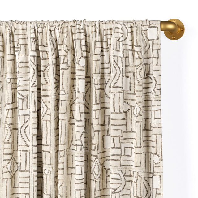Ecru Maze Kuba Cloth Rod Pocket Curtain Curtains St. Frank 84" Curtain Panel 