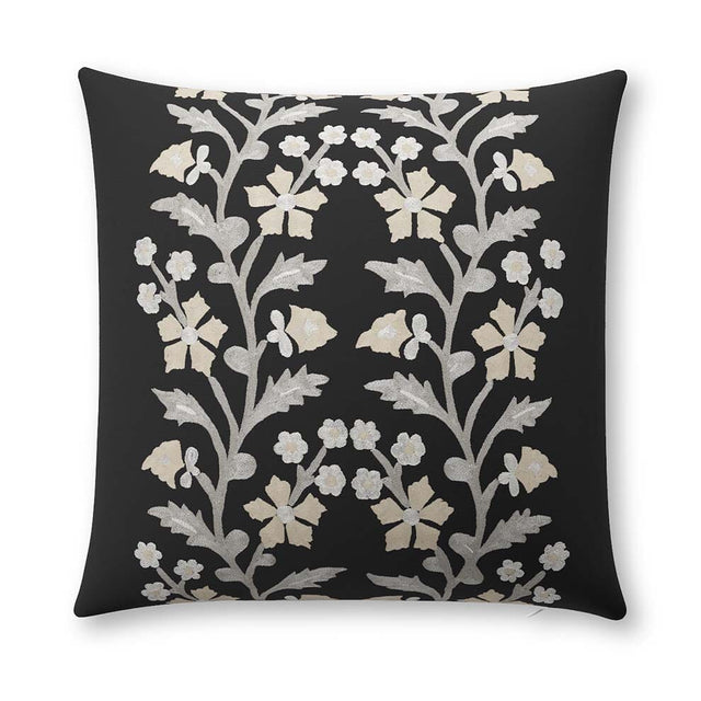 Black Tree of Life Suzani Outdoor Pillow Pillow ADT 22" W x 22" H 