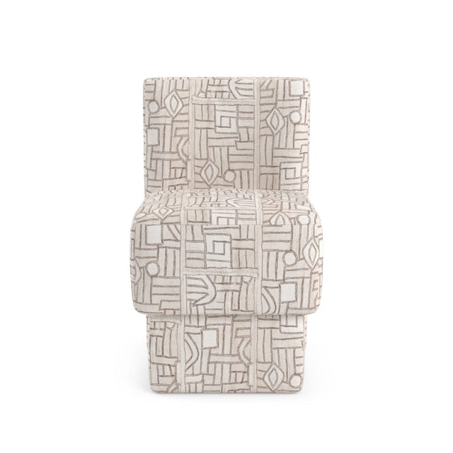 Ecru Maze Kuba Cloth Anita Vanity Stool Furniture Revive Upholstered Base 