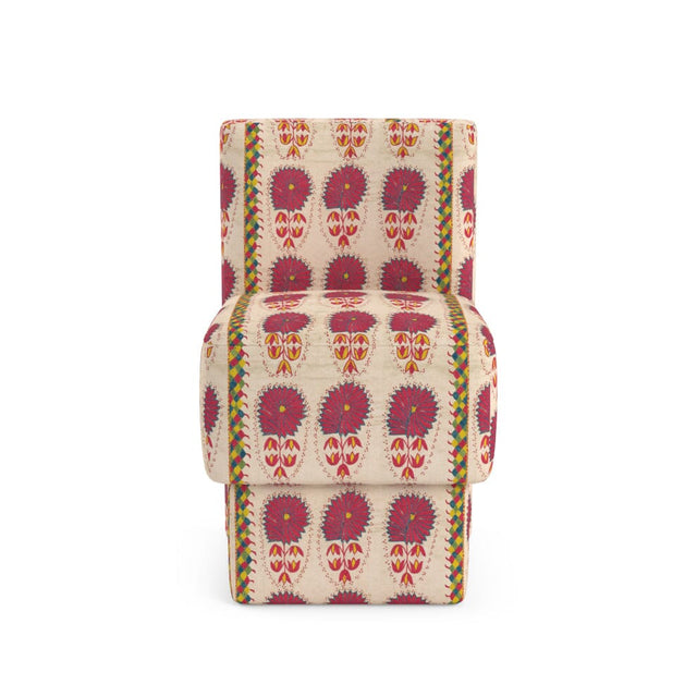 Fuchsia Daisy Suzani Anita Vanity Stool Furniture Revive Upholstered Base 