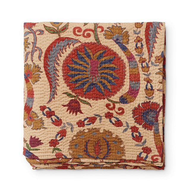 Bright Botanical Suzani Kantha Quilt Blanket St. Frank 