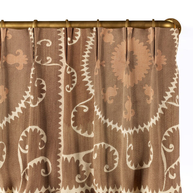 Espresso Checkerboard Suzani French Pleat Curtain Curtains St. Frank 
