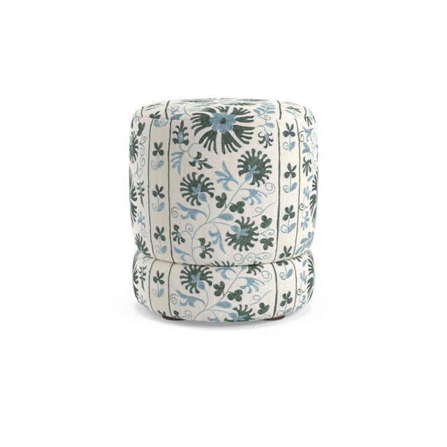 Sage Ribbon Suzani Nico Small Ottoman Furniture Revive 