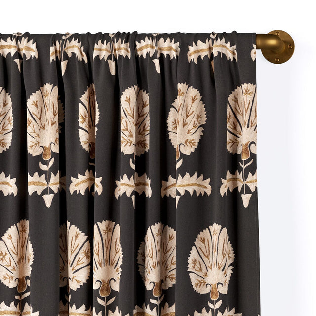 Black Daisy Suzani Rod Pocket Curtain Curtains St. Frank 