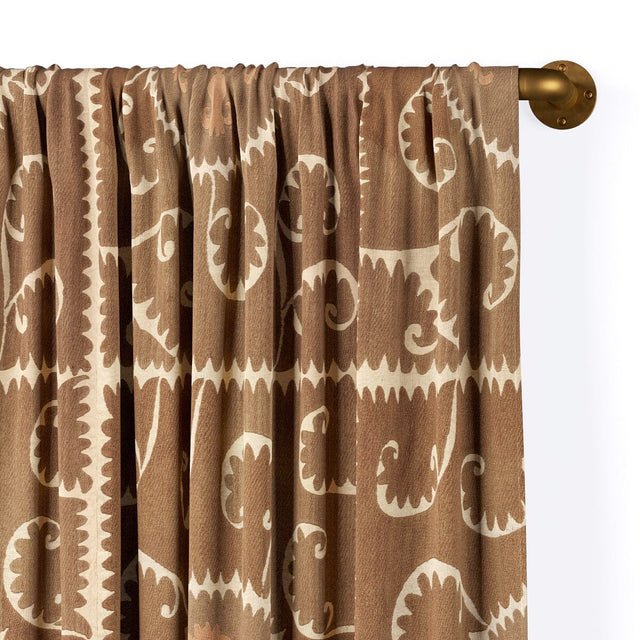 Espresso Checkerboard Suzani Rod Pocket Curtain Curtains St. Frank 