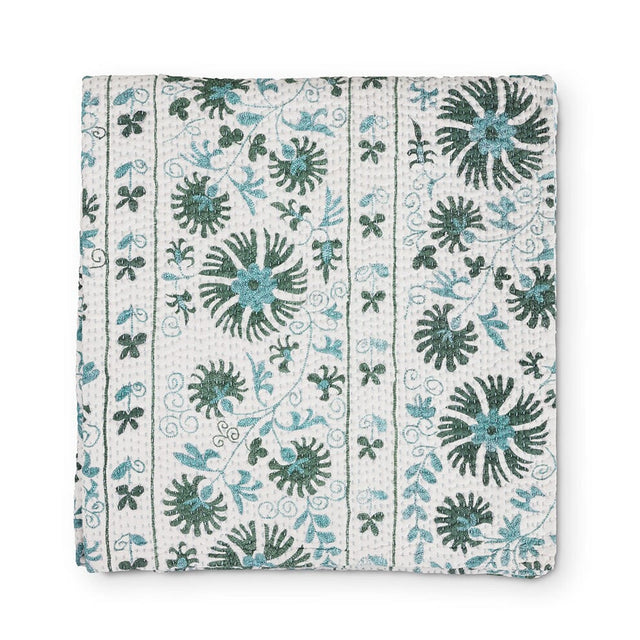 Sage Ribbon Suzani Kantha Quilt Blanket St. Frank 