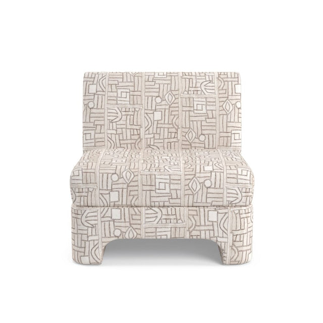 Ecru Maze Kuba Cloth Sienna Slipper Chair Furniture Revive 