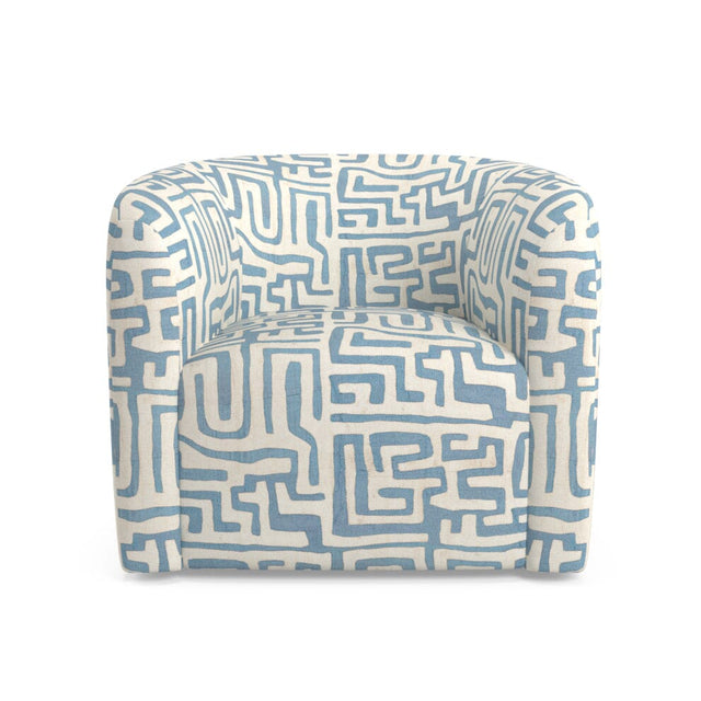Indigo Classic Kuba Cloth Esther Swivel Chair Furniture Revive 