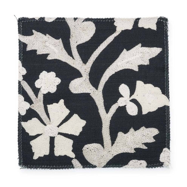 Black Tree of Life Suzani Outdoor Performance Fabric Swatch Swatch ADT 